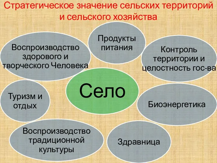 Стратегическое значение сельских территорий и сельского хозяйства