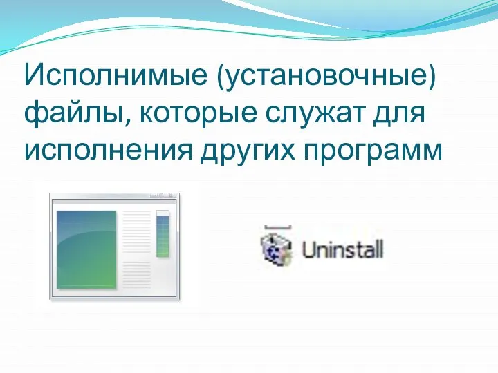 Исполнимые (установочные) файлы, которые служат для исполнения других программ