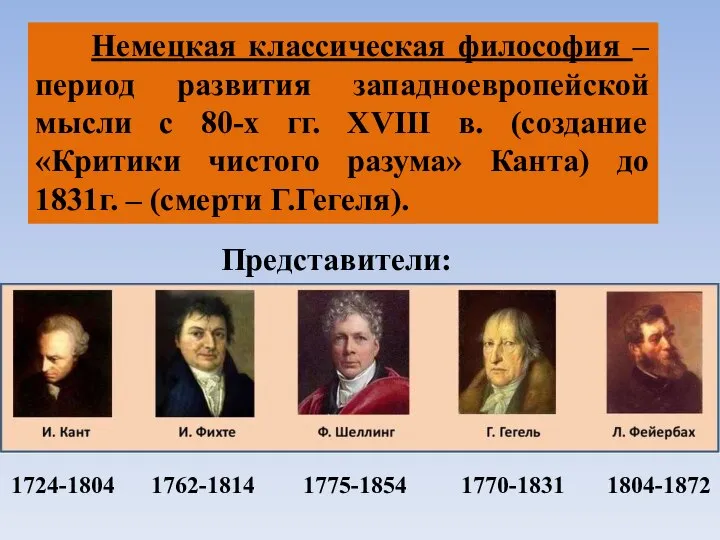 Немецкая классическая философия – период развития западноевропейской мысли с 80-х гг. XVIII