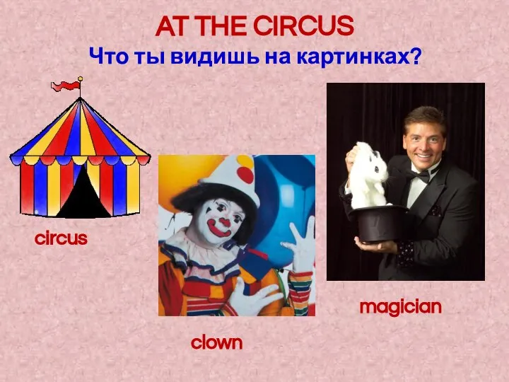 AT THE CIRCUS Что ты видишь на картинках? circus clown magician