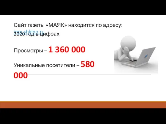 Сайт газеты «МАЯК» находится по адресу: inpushkino.ru 2020 год в цифрах Просмотры