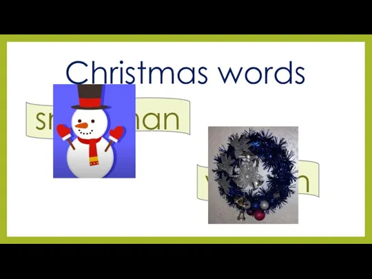 Christmas words snowman wreath