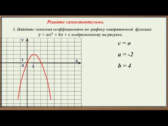 Х У 1 1 0 с = о а = -2 b = 4 Решите самостоятельно.