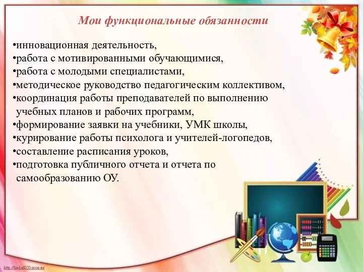 инновационная деятельность, работа с мотивированными обучающимися, работа с молодыми специалистами, методическое руководство