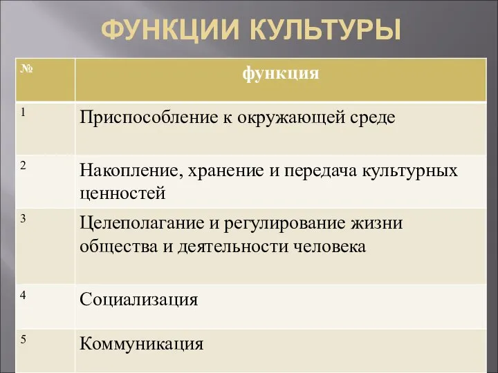 ФУНКЦИИ КУЛЬТУРЫ 1