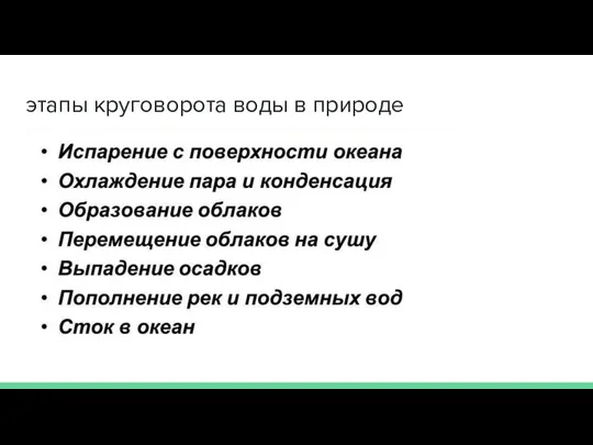 этапы круговорота воды в природе