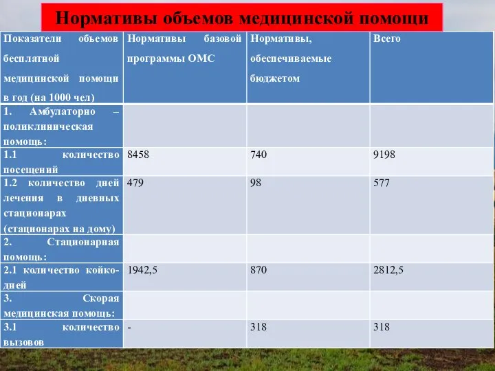 Нормативы объемов медицинской помощи