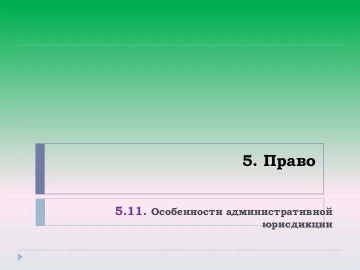 5. Право 5.11. Особенности административной юрисдикции