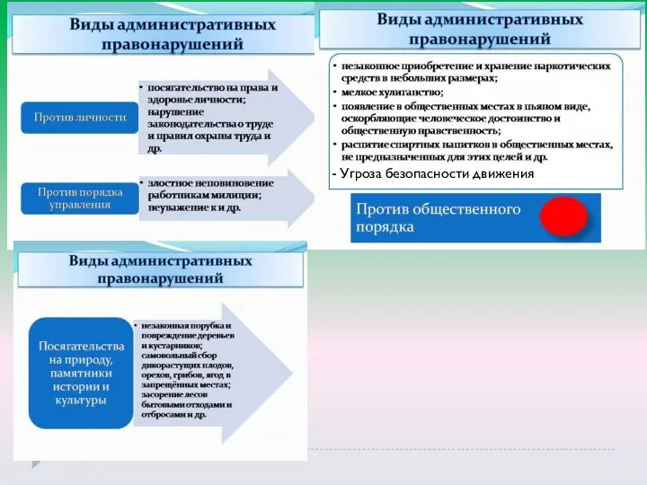 - Угроза безопасности движения