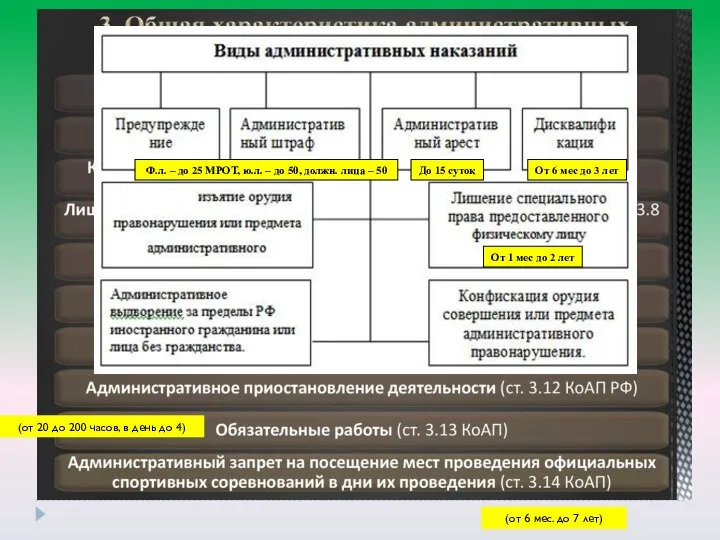 Ф.л. – до 25 МРОТ, ю.л. – до 50, должн. лица –