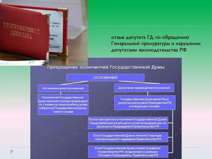 отзыв депутата ГД по обращению Генеральной прокуратуры о нарушении депутатами законодательства РФ