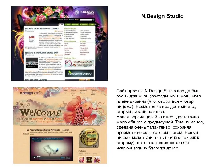N.Design Studio Сайт проекта N.Design Studio всегда был очень ярким, выразительным и