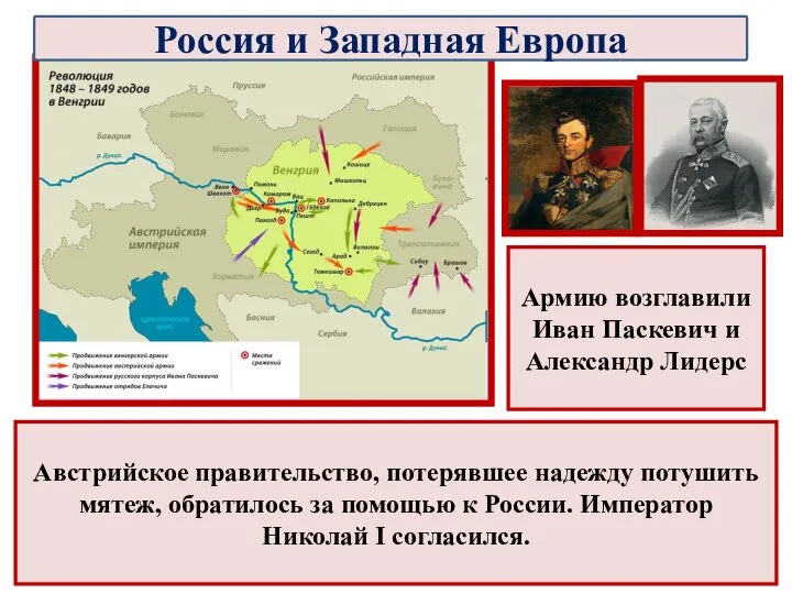 Австрийское правительство, потерявшее надежду потушить мятеж, обратилось за помощью к России. Император