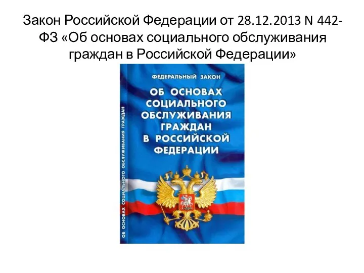 Закон Российской Федерации от 28.12.2013 N 442-ФЗ «Об основах социального обслуживания граждан в Российской Федерации»