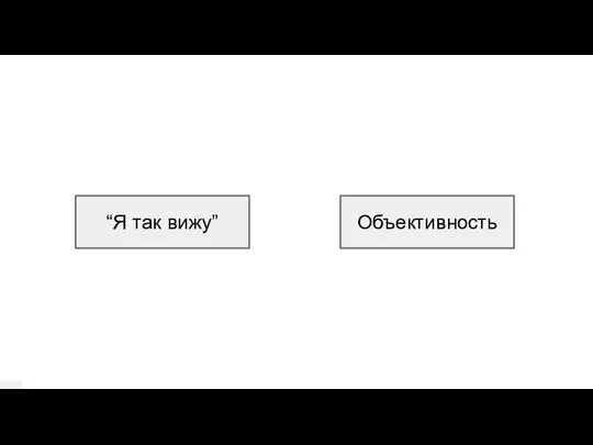 “Я так вижу” Объективность