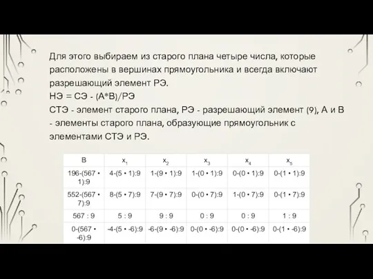 Для этого выбираем из старого плана четыре числа, которые расположены в вершинах