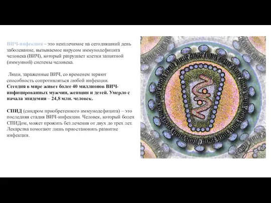 ВИЧ-инфекция – это неизлечимое на сегодняшний день заболевание, вызываемое вирусом иммунодефицита человека