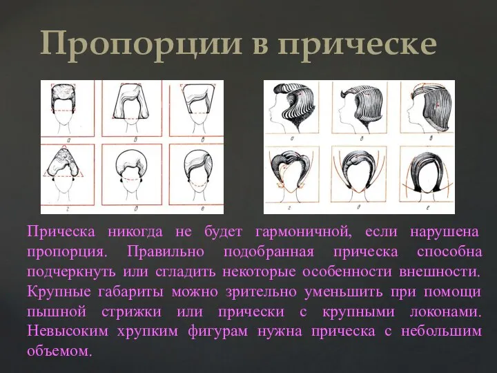 Пропорции в прическе Прическа никогда не будет гармоничной, если нарушена пропорция. Правильно