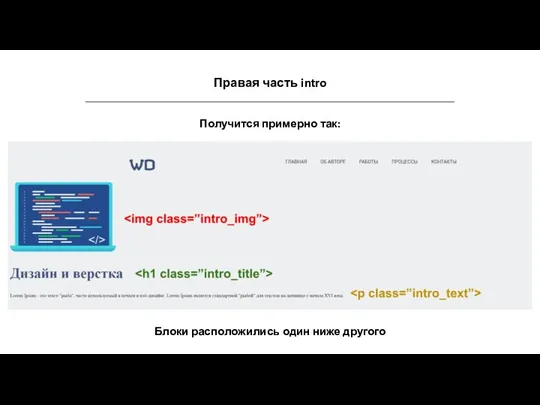 Правая часть intro Получится примерно так: Блоки расположились один ниже другого