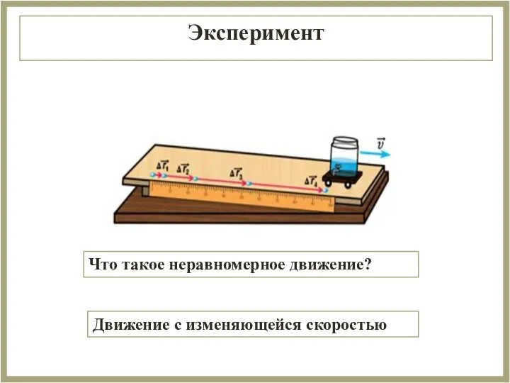 Эксперимент Что такое неравномерное движение? Движение с изменяющейся скоростью