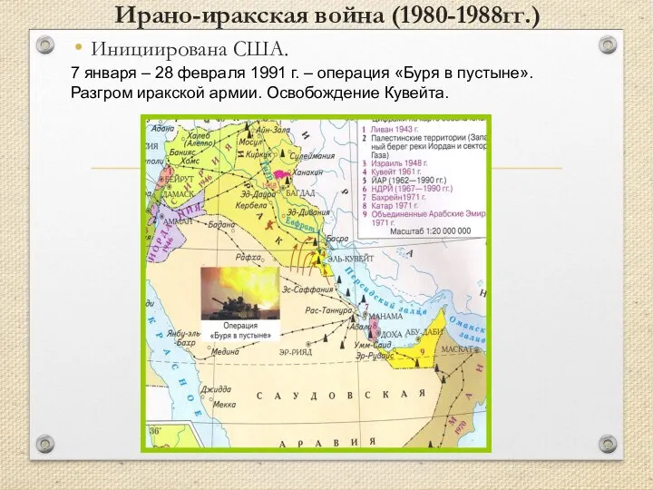 Ирано-иракская война (1980-1988гг.) Инициирована США. 7 января – 28 февраля 1991 г.