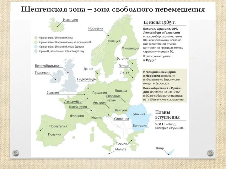 Шенгенская зона – зона свободного перемещения