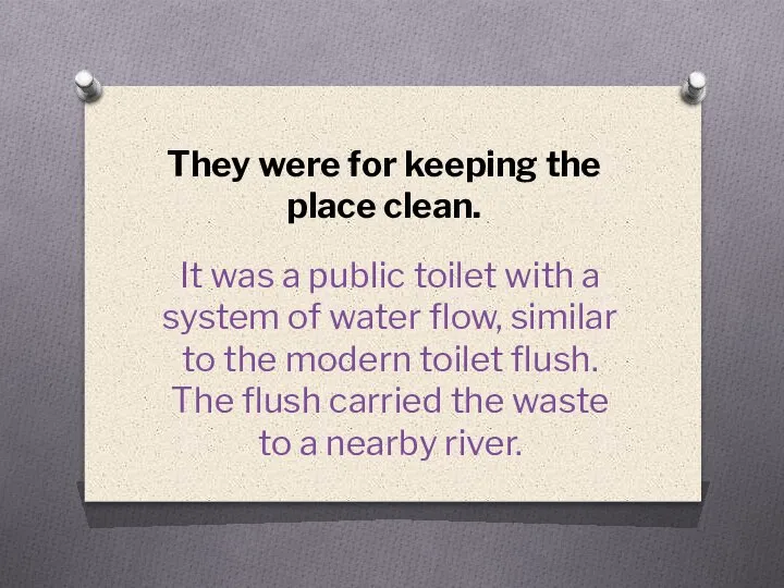 They were for keeping the place clean. It was a public toilet