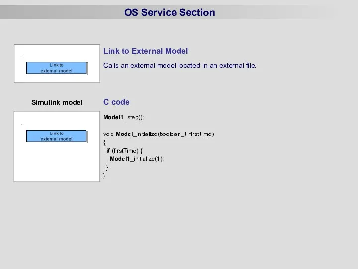 OS Service Section Simulink model C code