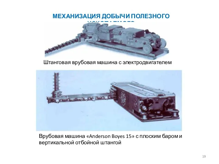 Врубовая машина «Anderson Boyes 15» с плоским баром и вертикальной отбойной штангой