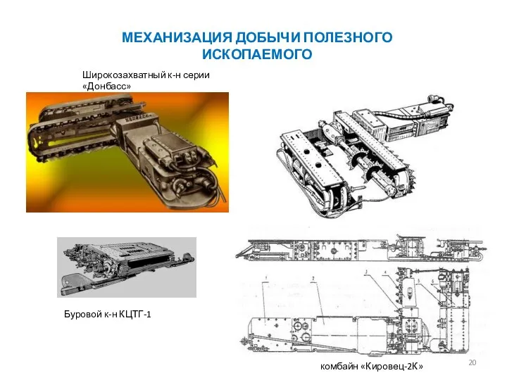 Широкозахватный к-н серии «Донбасс» МЕХАНИЗАЦИЯ ДОБЫЧИ ПОЛЕЗНОГО ИСКОПАЕМОГО Буровой к-н КЦТГ-1 комбайн «Кировец-2К»