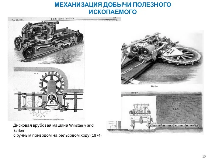 МЕХАНИЗАЦИЯ ДОБЫЧИ ПОЛЕЗНОГО ИСКОПАЕМОГО Дисковая врубовая машина Winstanly and Barker с ручным