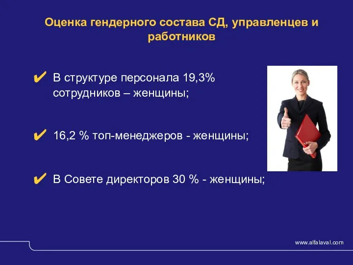 Оценка гендерного состава СД, управленцев и работников В структуре персонала 19,3% сотрудников