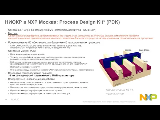 НИОКР в NXP Москва: Process Design Kit* (PDK) Основана в 1999, к-во