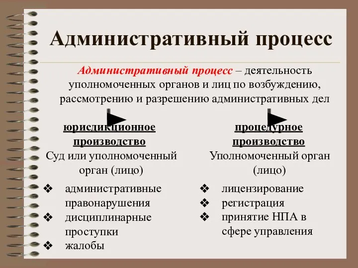 Административный процесс юрисдикционное производство процедурное производство административные правонарушения дисциплинарные проступки жалобы лицензирование