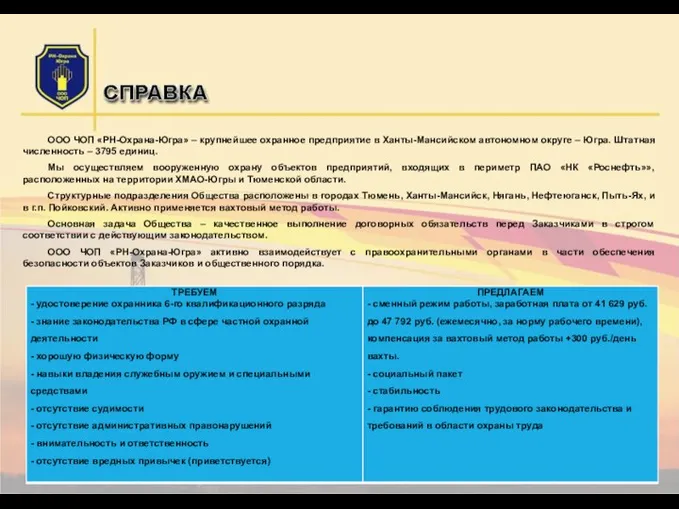 ООО ЧОП «РН-Охрана-Югра» – крупнейшее охранное предприятие в Ханты-Мансийском автономном округе –