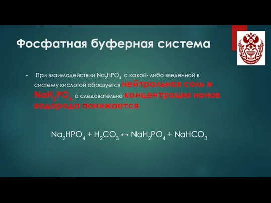 Фосфатная буферная система При взаимодействии Na2HPO4 с какой- либо введенной в систему