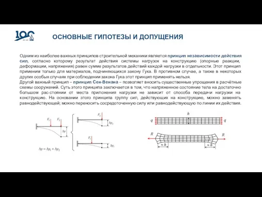 ОСНОВНЫЕ ГИПОТЕЗЫ И ДОПУЩЕНИЯ Одним из наиболее важных принципов строительной механики является