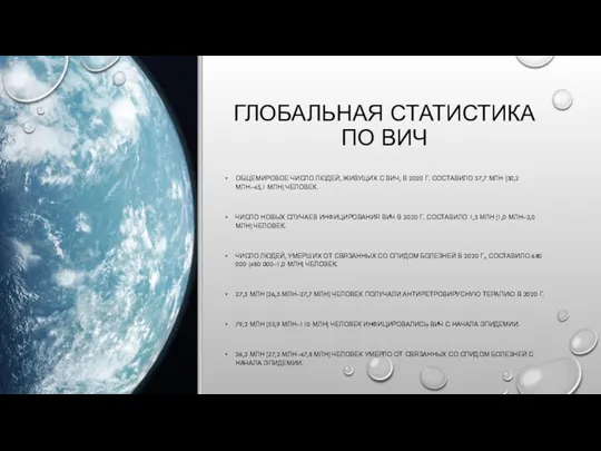 ГЛОБАЛЬНАЯ СТАТИСТИКА ПО ВИЧ ОБЩЕМИРОВОЕ ЧИСЛО ЛЮДЕЙ, ЖИВУЩИХ С ВИЧ, В 2020