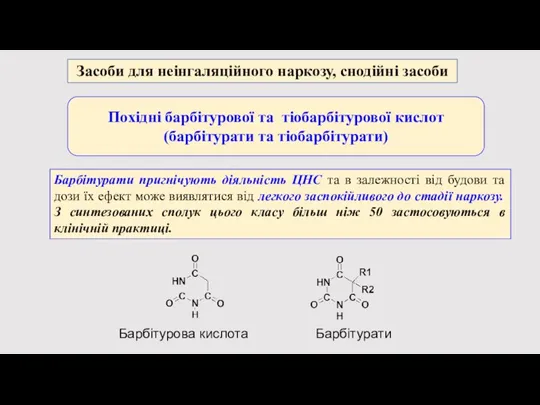 Барбітурати пригнічують діяльність ЦНС та в залежності від будови та дози їх