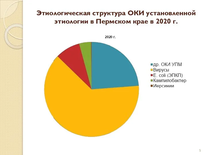 Этиологическая структура ОКИ установленной этиологии в Пермском крае в 2020 г.