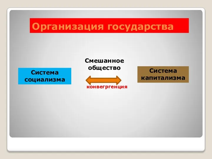 Организация государства конвегргенция Система социализма Система капитализма Смешанное общество