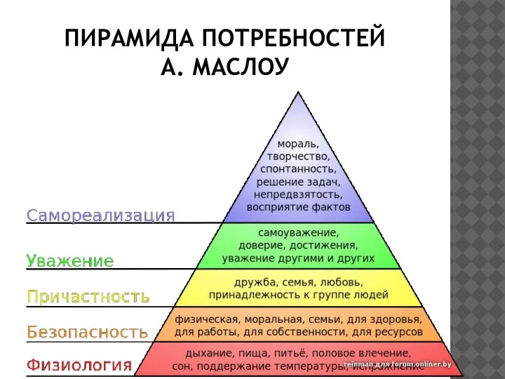 ПИРАМИДА ПОТРЕБНОСТЕЙ А. МАСЛОУ