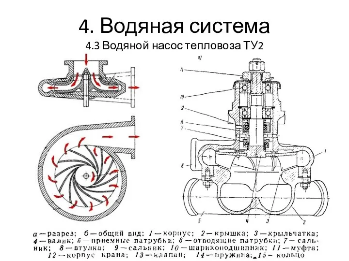 4. Водяная система 4.3 Водяной насос тепловоза ТУ2