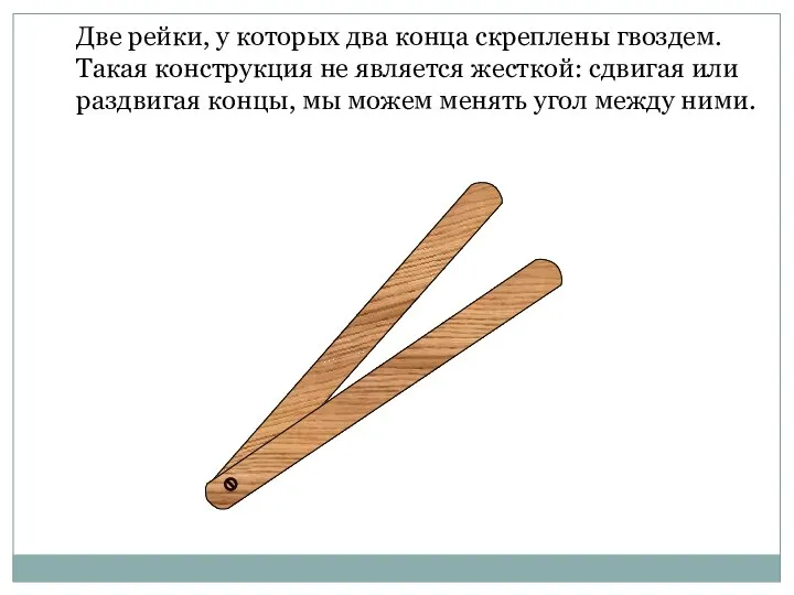 Две рейки, у которых два конца скреплены гвоздем. Такая конструкция не является