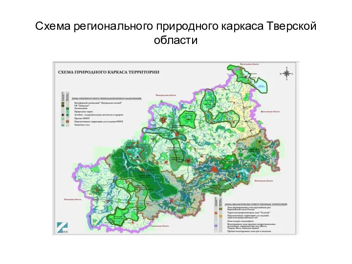 Схема регионального природного каркаса Тверской области