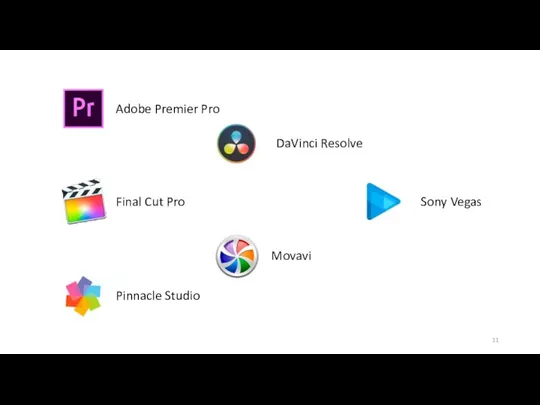 Adobe Premier Pro Final Cut Pro Pinnacle Studio Movavi DaVinci Resolve Sony Vegas