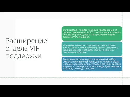 Расширение отдела VIP поддержки