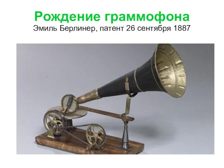 Рождение граммофона Эмиль Берлинер, патент 26 сентября 1887