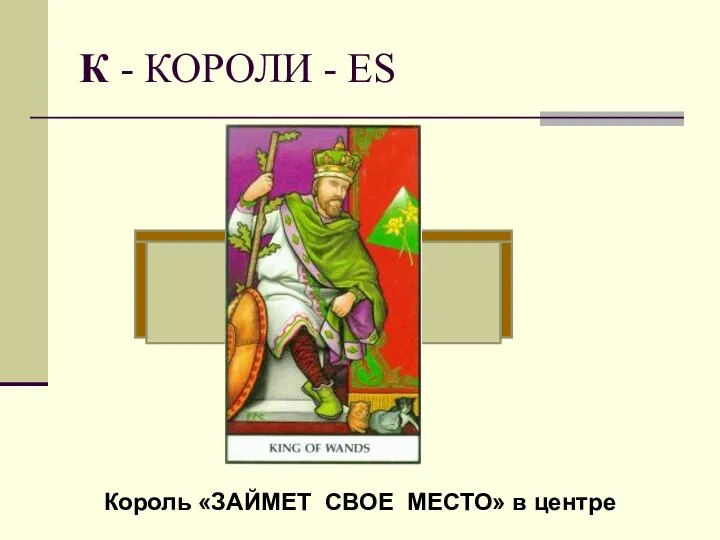 К - КОРОЛИ - ES Король «ЗАЙМЕТ СВОЕ МЕСТО» в центре