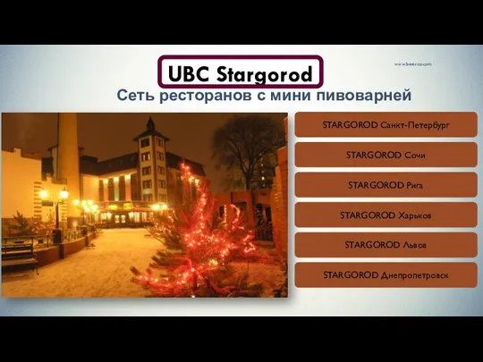 www.beer-co.com Сеть ресторанов с мини пивоварней UBC Stargorod STARGOROD Санкт-Петербург STARGOROD Сочи